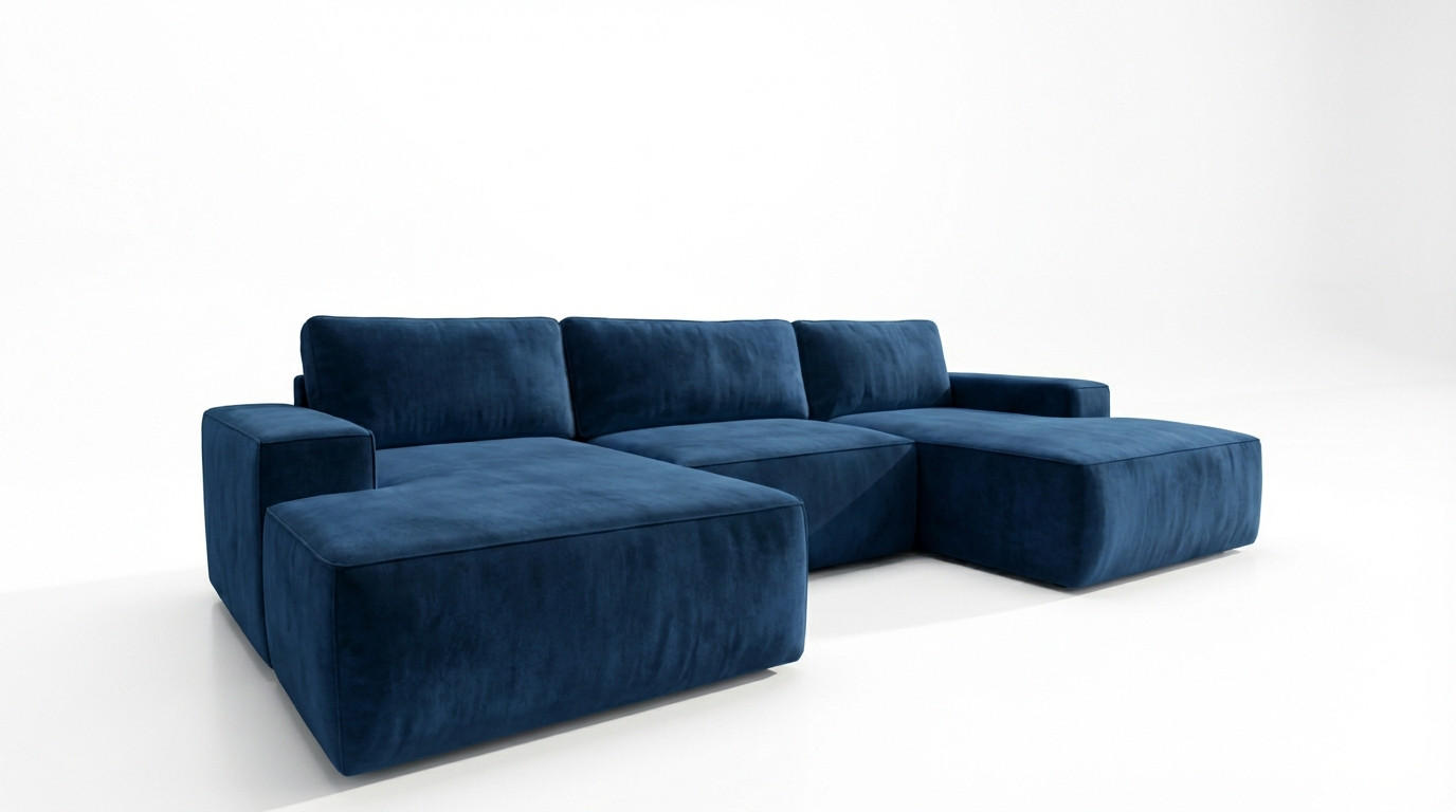 ECKSOFA EINAR 362 cm x 170 cm – Stoff: VELUTTO Blau 11 Farbe: Blau - Blau, Textil (362/170cm) - A&J MöbelLand