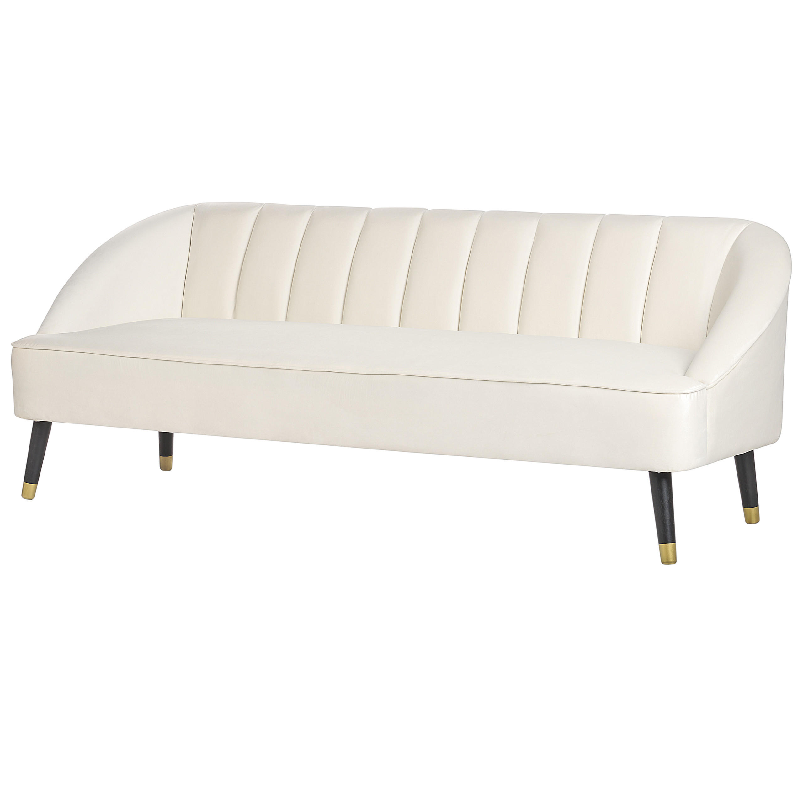 3-SITZER-SOFA Samtstoff cremeweiß Alsvag - Goldfarben/Schwarz, Textil (191/73/73cm) - Beliani