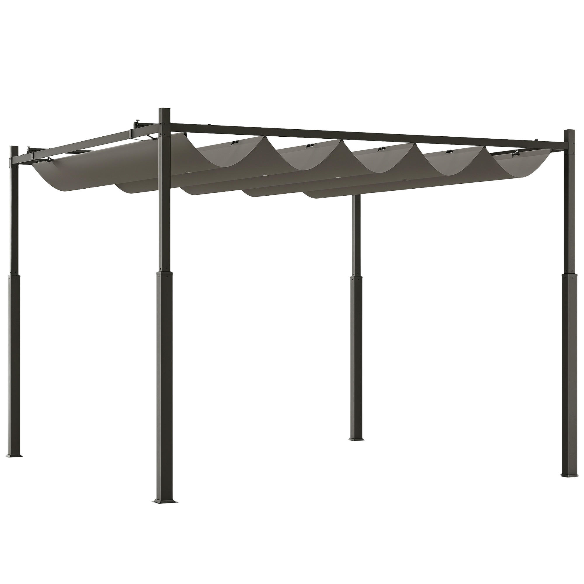 PERGOLA ca. 3x3 m Freistehend Terrassenüberdachung mit Schiebedach, magnetisches Pad, 8 cm Säule UV-beständig - Grau, Metall (298/230/298cm)