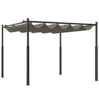 PERGOLA ca. 3x3 m Freistehend Terrassenüberdachung mit Schiebedach, magnetisches Pad, 8 cm Säule UV-beständig - Grau, Metall (298/230/298cm)