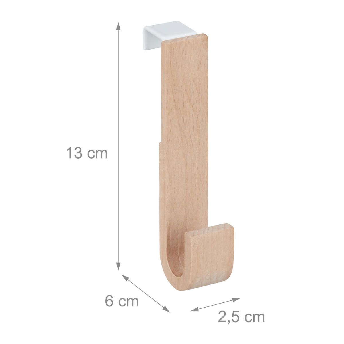 HÁČIKY Prírodná Biela na dvere 5-dielna sada - svetlohnedá, kov/drevo (2.5/13/6cm) - Relaxdays