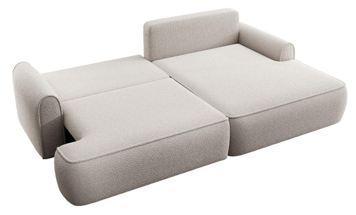 ECKSOFA 250 cm Mareno mit Bettkasten, Schlaffunktion, Rechts, Hellgrau - Hellgrau, Holz (146/250cm) - Emporius
