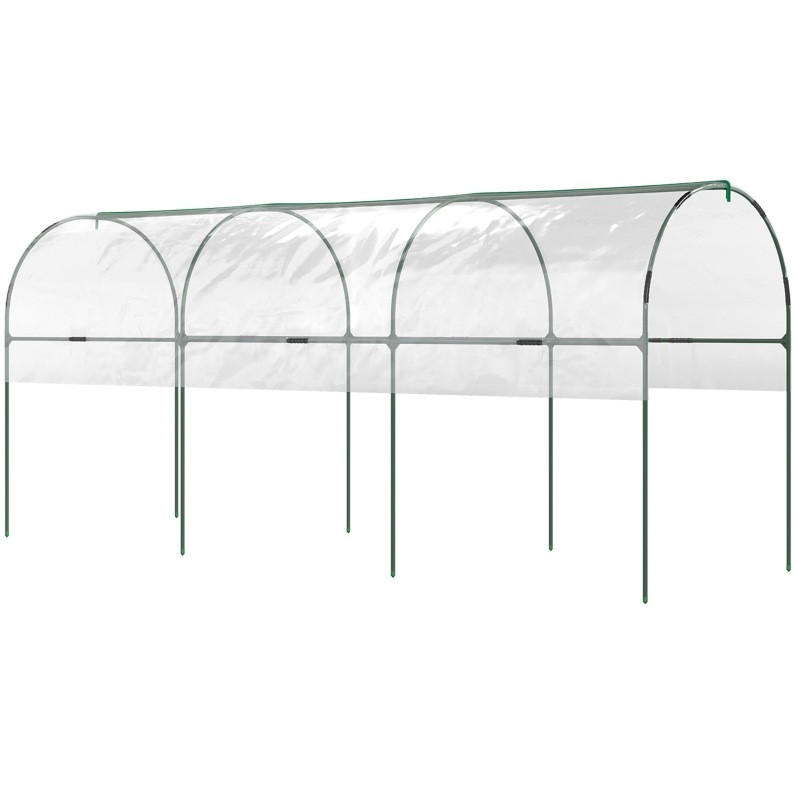 GEWÄCHSHAUS 400/123/171 cm transparent mit Stahlrahmen und Folienabdeckung - Transparent, Metall (123/171/400cm) - Flora Grace