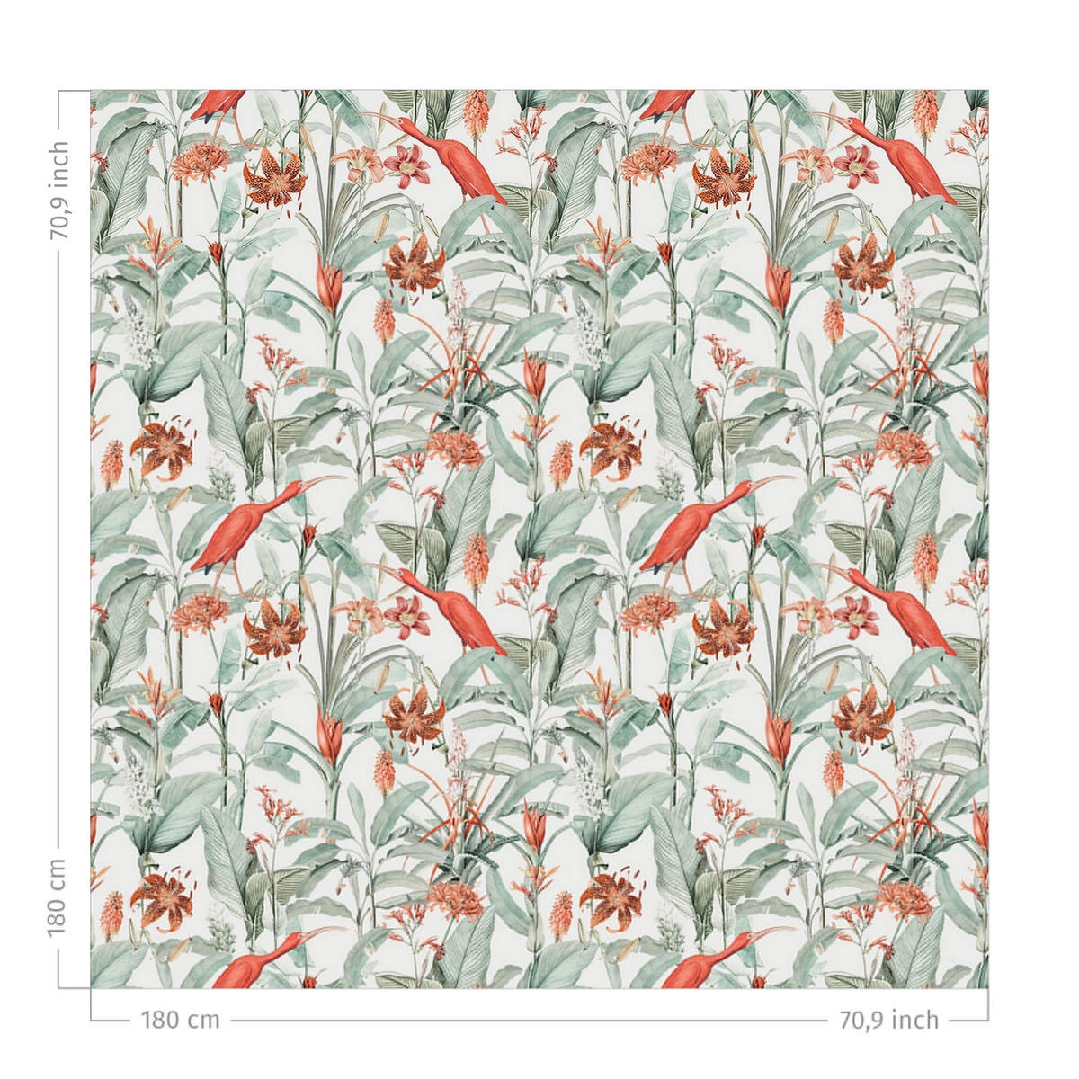 DUSCHVORHANG Tigerlilie und Kraniche in Botanik 180/180 cm - Türkis, Textil (180/180cm) - Bilderwelten