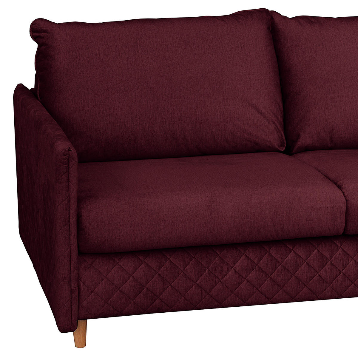 SCHLAFSOFA mit Matratze - Samt - Buchefarben/Dunkelrot, Buchenholz/Textil (171/95/101cm) - home24