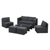 LOUNGEGARNITUR Salou schwarz - Schwarz, Kunststoff - Juskys