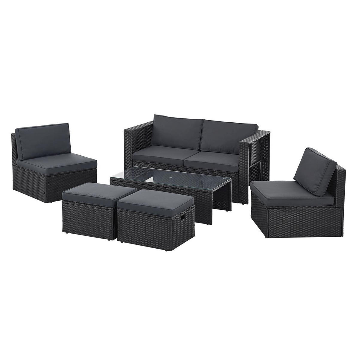 LOUNGEGARNITUR Salou schwarz - Schwarz, Kunststoff - Juskys
