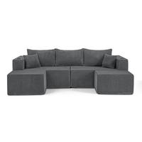 SOFA modulares Ecksofa 3-Sitzer Cord Gray mit 2 Ottomanen - Grau, Kunststoff (230/75/138cm) - IVMEU
