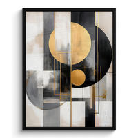 GERAHMTES BILD Abstrakt - Gold - Silber - Formen - Ästhetisch - Modern 60x80 cm - Goldfarben, Papier (60/80cm) - MuchoWow