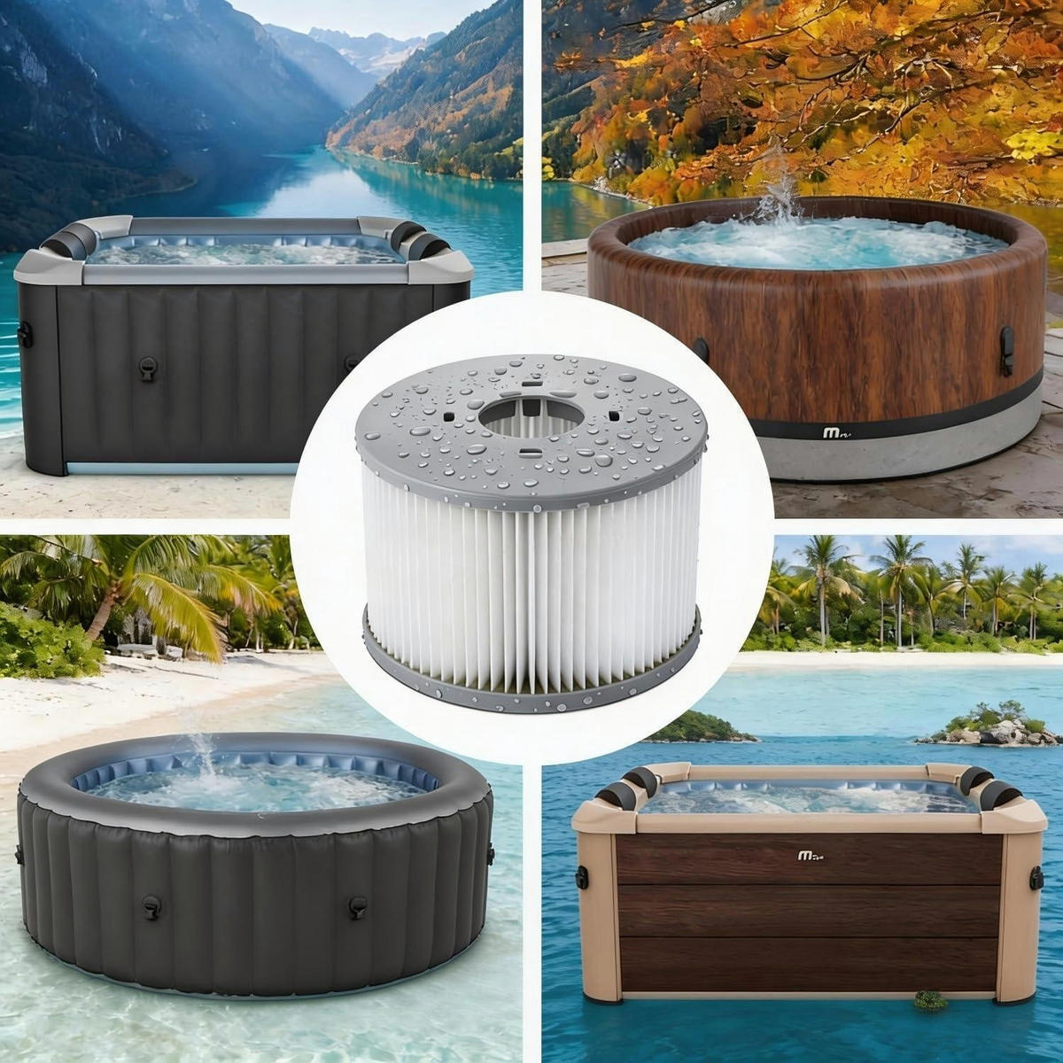 FILTERKARTUSCHEN 12er Set für Whirlpool ab 2020 - Grau, Kunststoff (11/7/11cm)