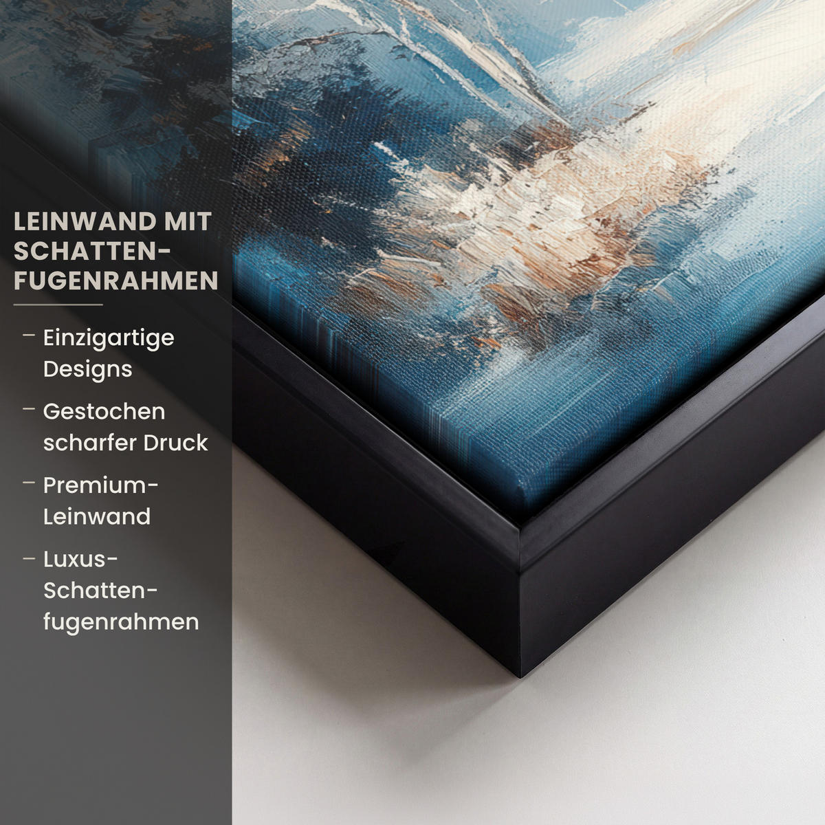 LEINWAND Bilder mit Rahmen - Wald – Winter – Natur – Abstrakt – Schnee - 40x30 - Weiß, Textil (40/30cm) - MuchoWow