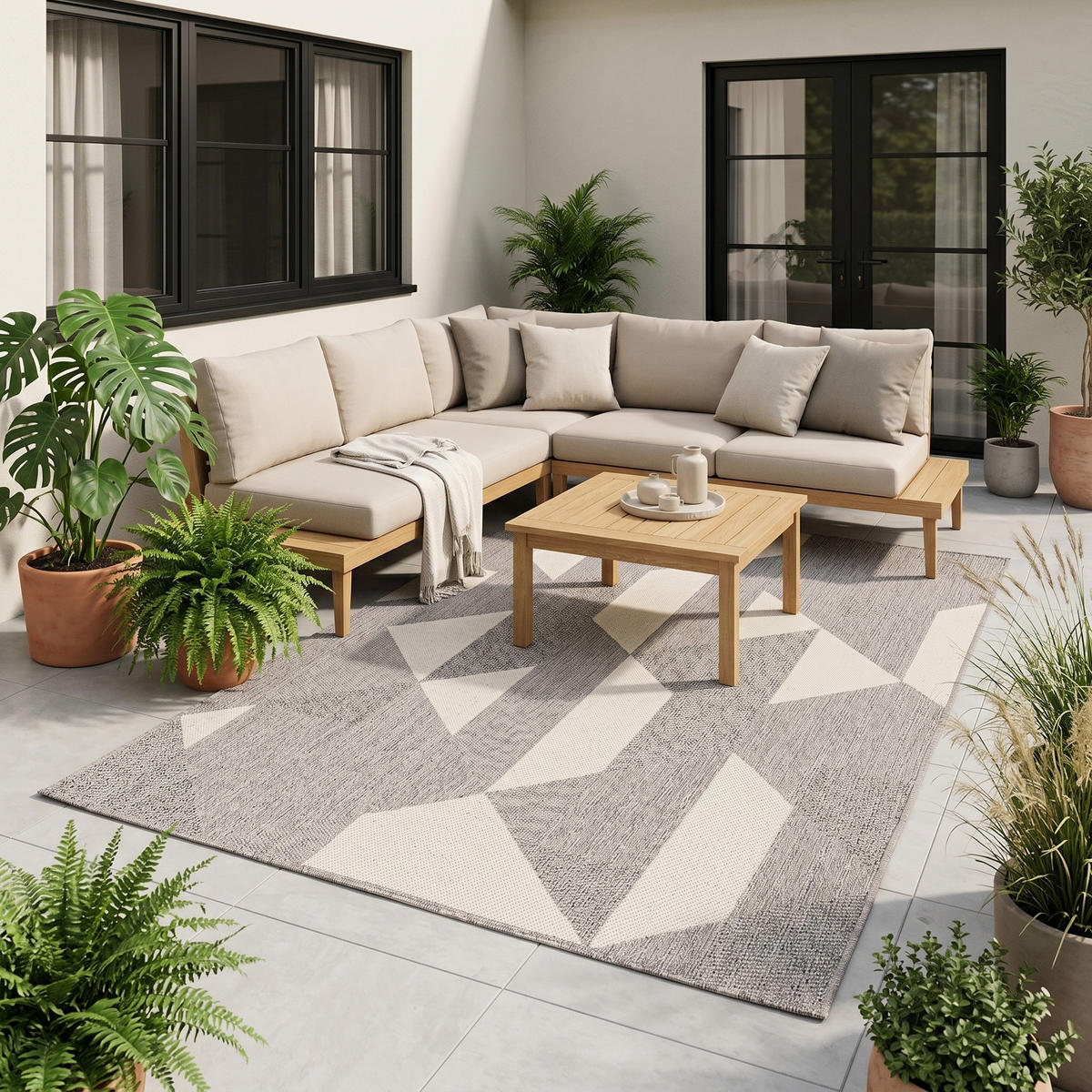 IN- UND OUTDOOR TEPPICH CARPETTO - Silbereichenfarben, Textil (120/170cm) - Pergamon