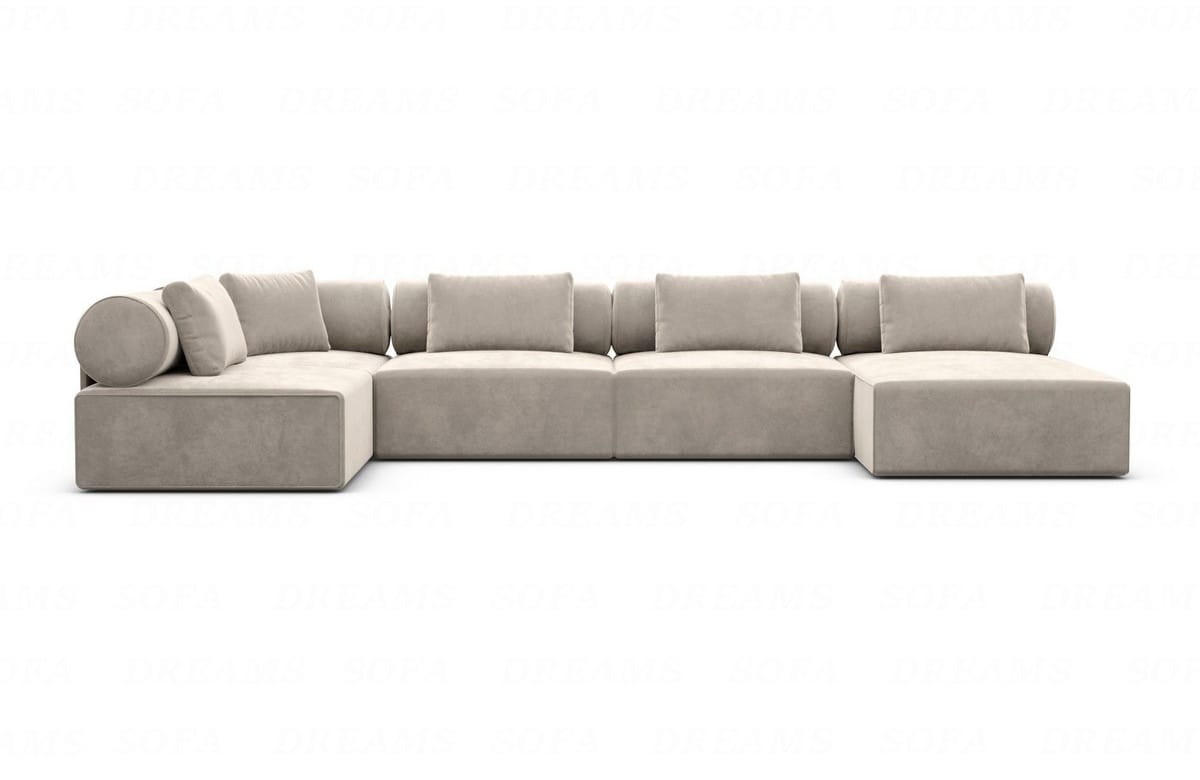 WOHNLANDSCHAFT Cipriani Sand Samtstoff - Sandfarben, Kunststoff (400/77/200cm)