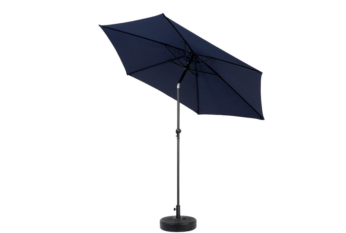 DOPPEL-SONNENSCHIRM aus Stahl 264x264x250 cm in Blau mit Kurbel & Neigefunktion - Blau, Metall (264/264cm) - Modfu