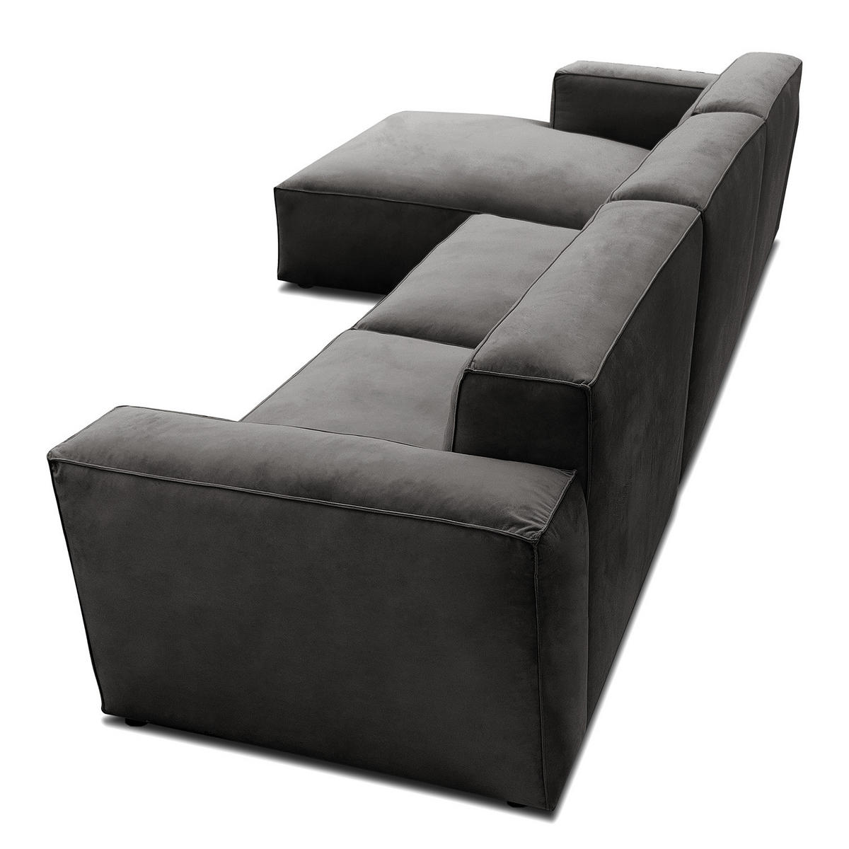 ECKSOFA mit Longchair - Schwarz/Grau, Kunststoff/Textil (345/170cm) - home24