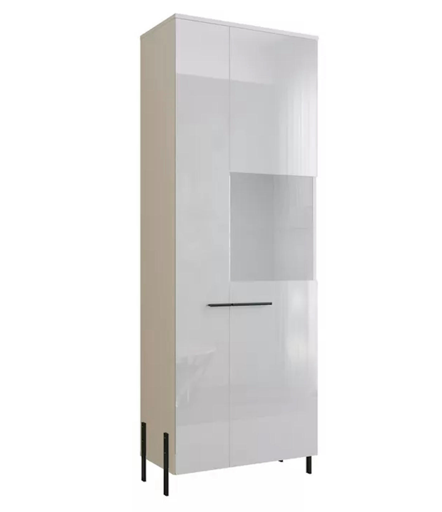 Feldmann-Wohnen Vitrine Weiß, Schwarz 70x200x40 cm