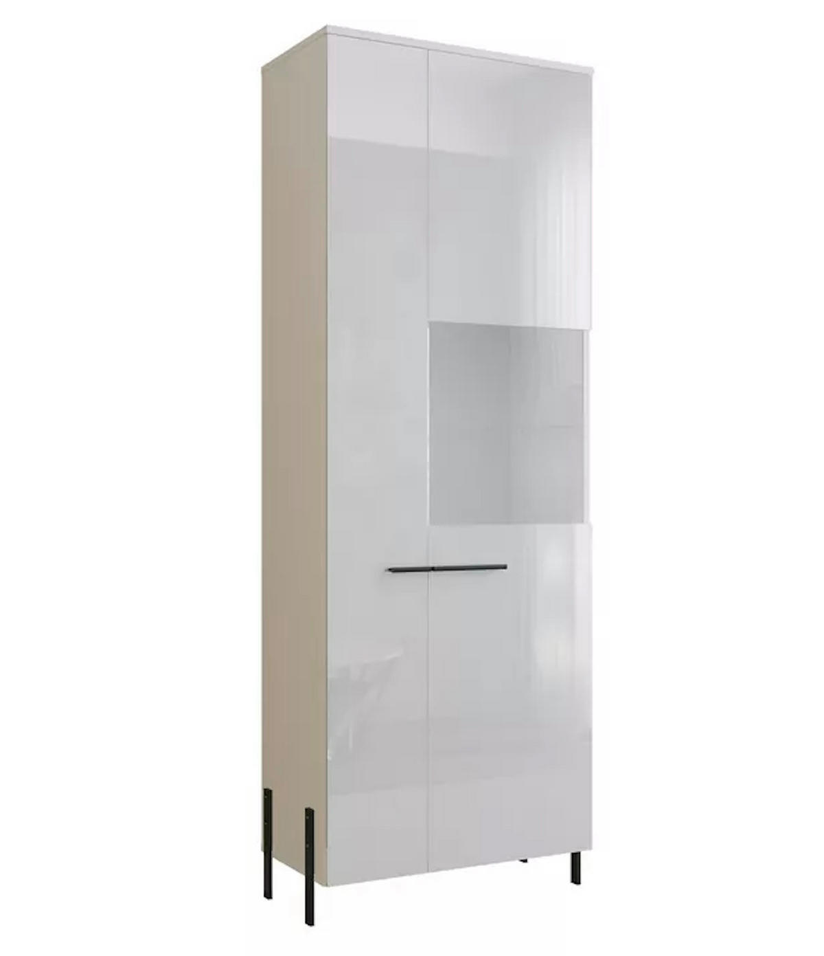 VITRINE Vigo weiß / weiß Hochglanz 70 / 40 / 200cm - Weiß Hochglanz/Schwarz, Holz/Holzwerkstoff (70/200/40cm) - Feldmann-Wohnen