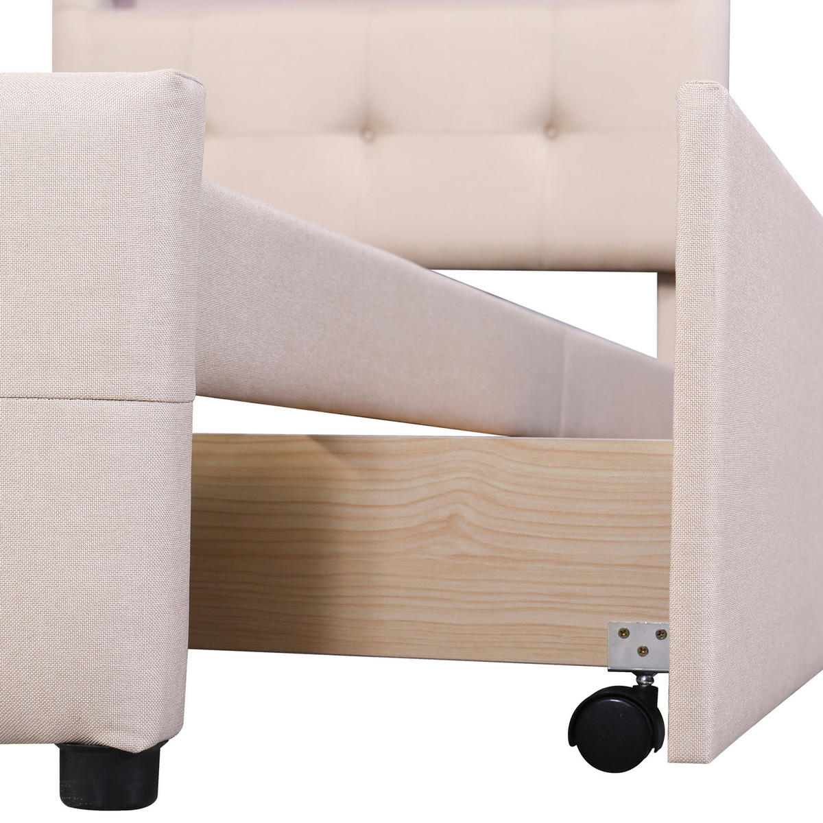 BETT mit LED und 2 Schubladen 90x200 cm Beige - Beige, Holzwerkstoff (90/200cm) - Beauniv