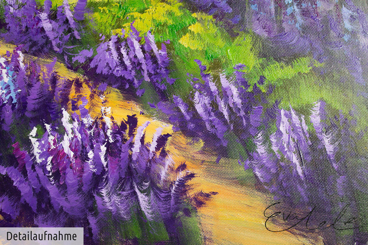 ACRYLBILD HANDGEMALT 90/60 cm - Lila, Holz/Textil (1.5/60cm) - KUNSTLOFT