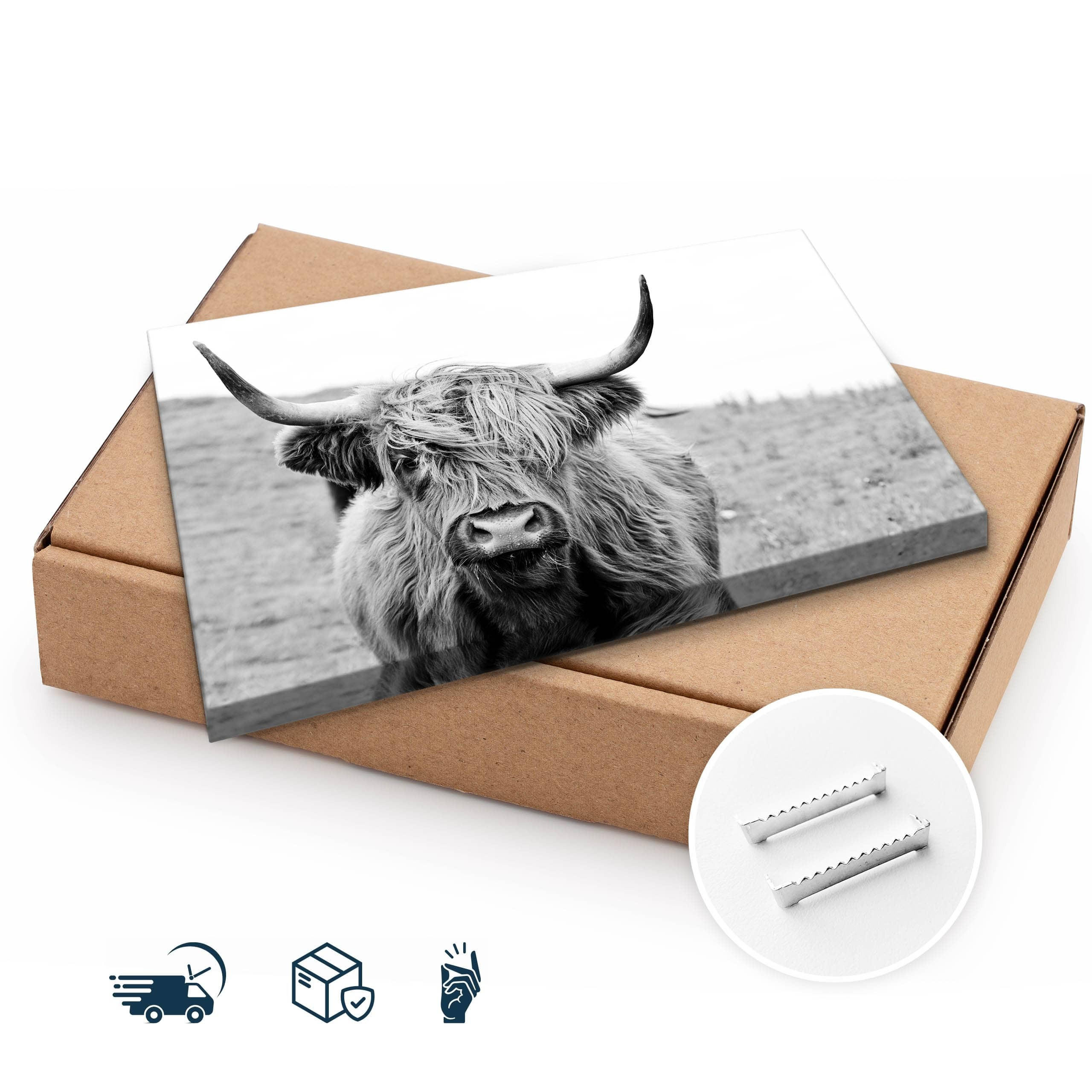 Thumbnail - Muralo Leinwandbild, Schwarz, Weiß, Grau, Textil, Tiere, Rechteckig, 120x80 cm, Bilder und Zubehör, Wandbilder, Leinwand...