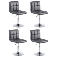 DREHSTUHL 4er Set Lederlook schwarz - Chromfarben/Schwarz, Textil/Metall (44/74/49cm) - CLP