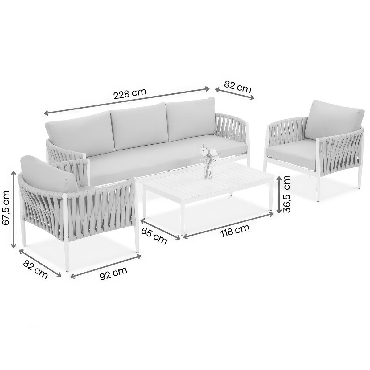ZAHRADNÍ SADA Riviera se sofa, křesly a konferenčním stolkem, pro 5 osob, kovové nohy, béžová - béžová, kov - Beautysofa