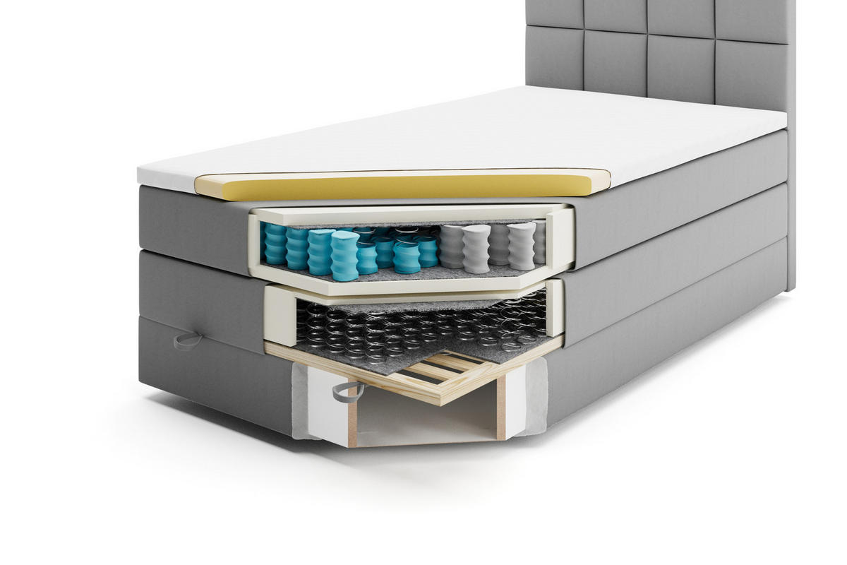 BOXBETT Olaf Premium 120x200 Grau - Grau, Textil/Metall (120/200cm) - VLR BEDS