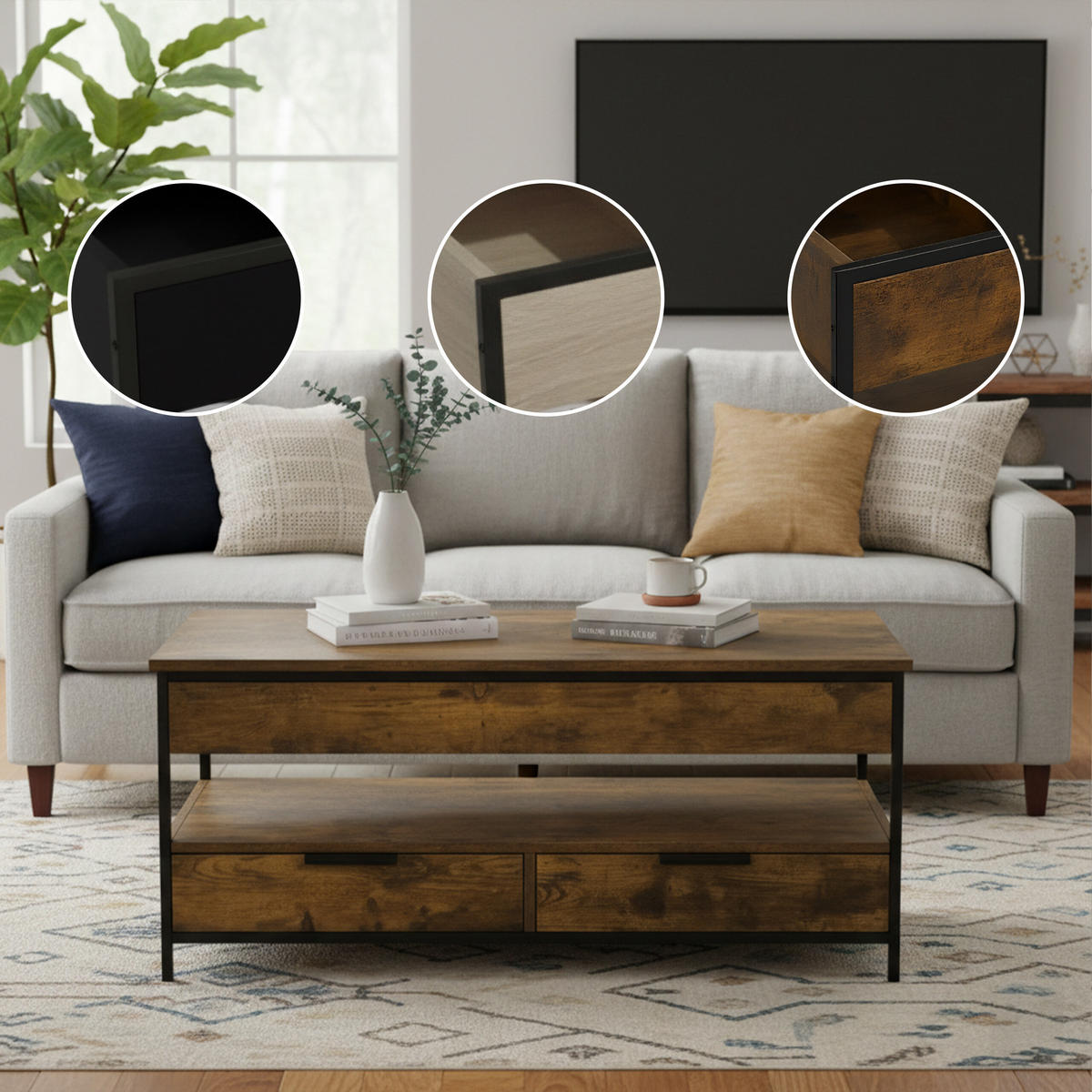 COUCHTISCH - Braun, Holzwerkstoff/Metall (50/100/63cm) - Relaxdays