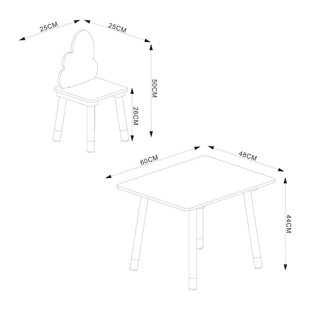 DĚTSKÁ SEDACÍ SOUPRAVA Hovle - bílá, dřevo/kompozitní dřevo (60/44/48cm) - [en.casa]