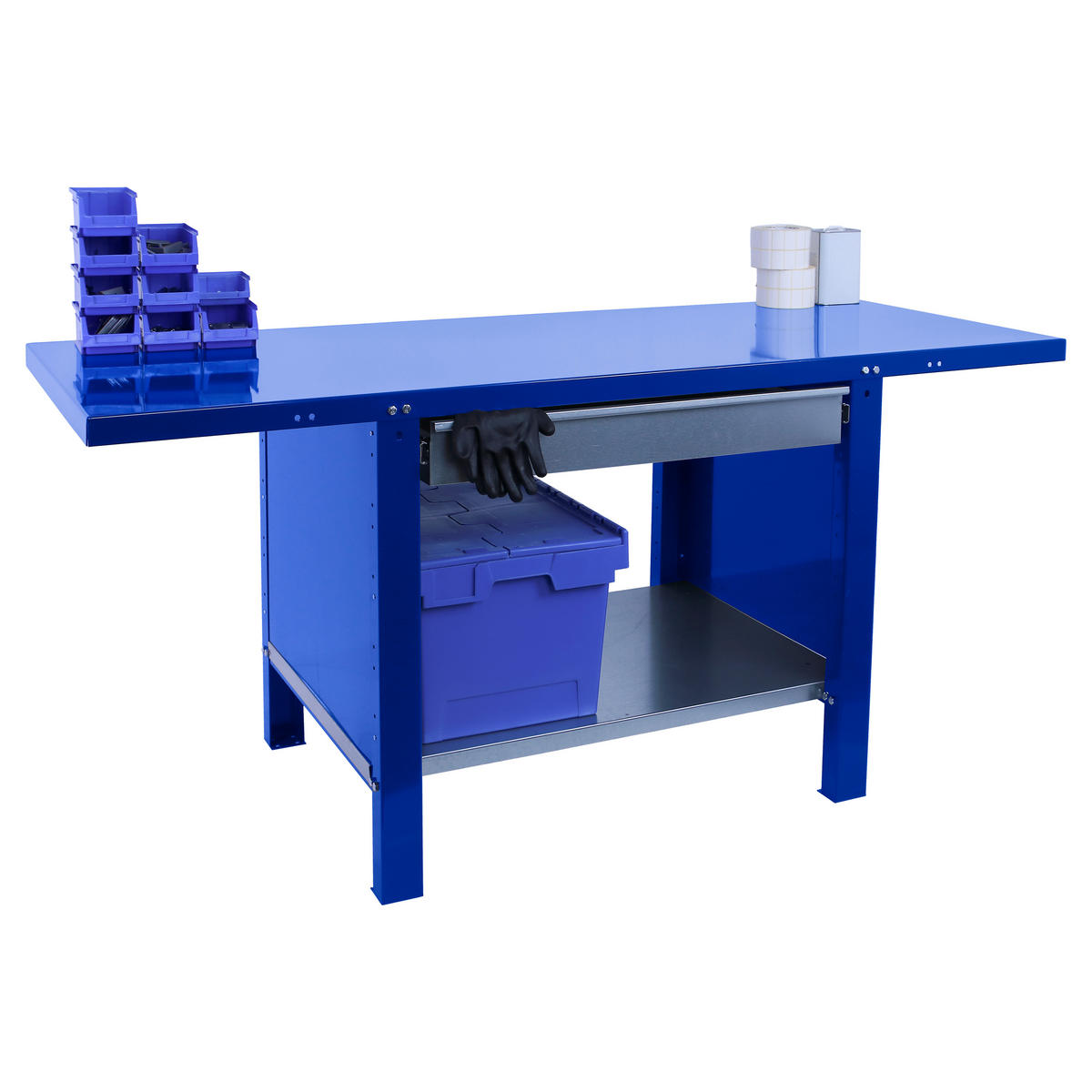 WERKBANK Buffalo Metal mit 1x Schublade HxBxT 83 x 180 x 73 cm Traglast 700 kg Blau - Blau, Metall (180/83/73cm) - PROREGAL