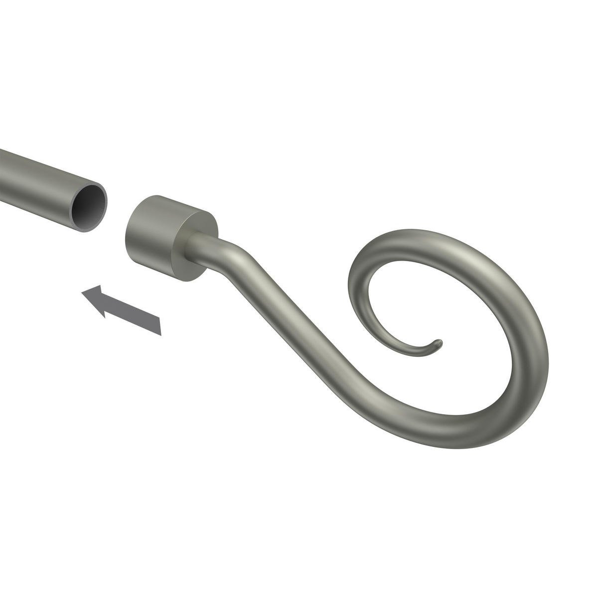 ENDSTÜCKE FÜR GARDINENSTANGEN 16 mm Ø, Allegra Chrom matt, Packung 2 Stück - Chromfarben/Nickelfarben, Metall (11.4/5.5/5.5cm) - INTERDECO