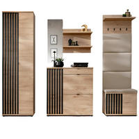 GARDEROBE Set 5-teilig Eiche Jackson, schwarz 250 cm, Garderobenkombination mit 3D-Lamellen - Eichefarben/Schwarz, Holzwerkstoff/Kunststoff (230/202/35cm) - Furn.Design