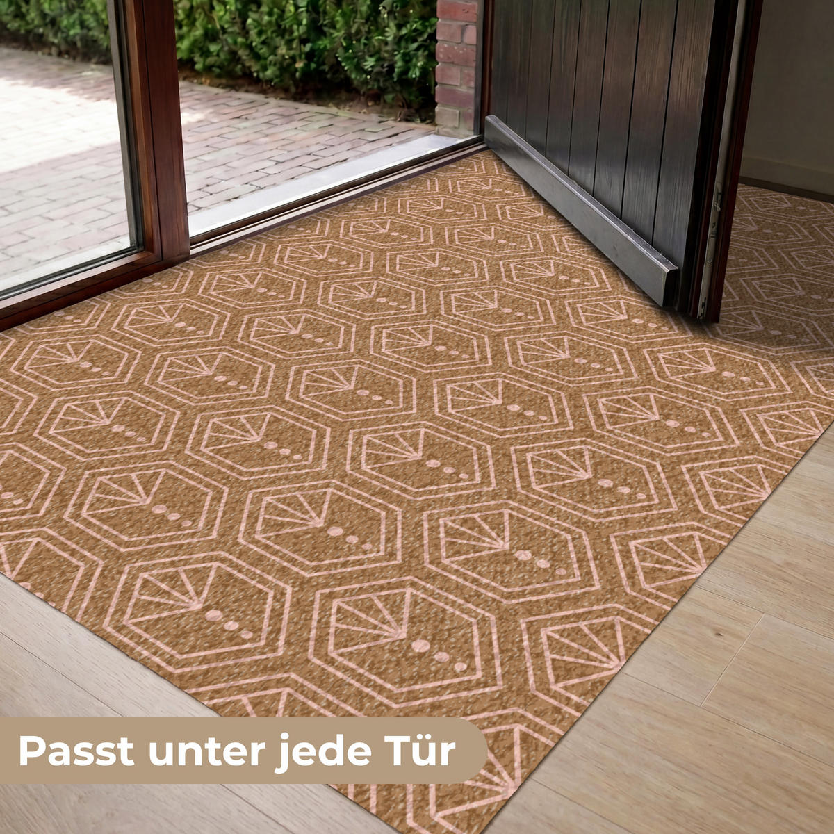ROHOŽKA Hnedá - Ružová - Geometrické - Vzorované 150x90 cm - hnedá, plast (150/90cm) - MuchoWow