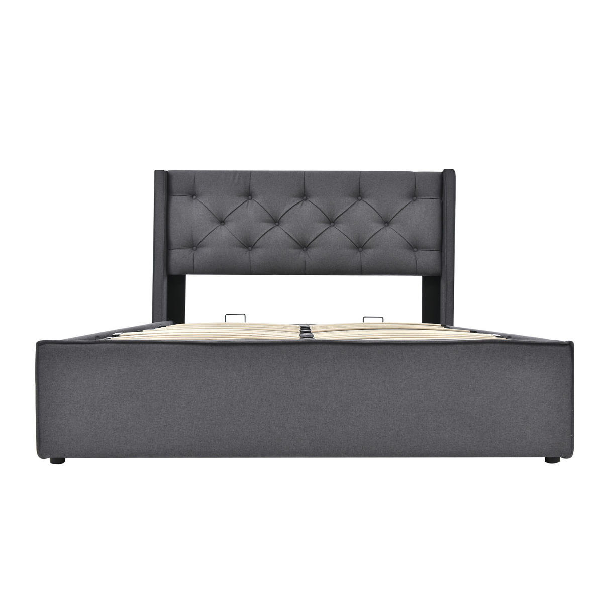 POLSTERBETT 160/200 cm grau mit Stauraum und Lattenrost - Grau, Textil (160/200cm) - OKWISH