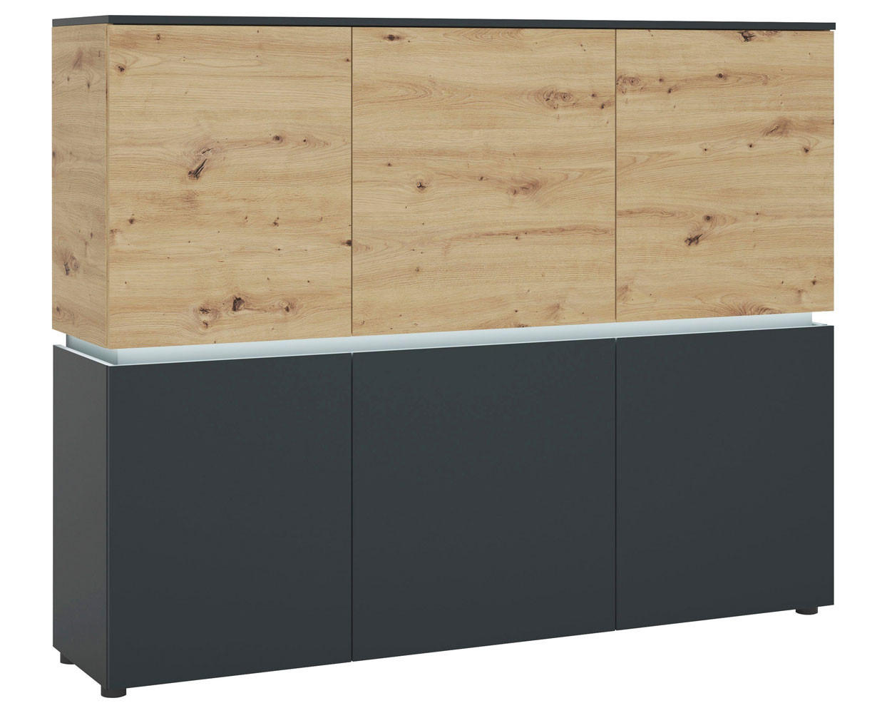 HIGHBOARD Luci Eiche Artisan / grau 165,5 / 40 / 131,5cm - Eichefarben/Multicolor, Holzwerkstoff (165.5/13.5/40cm) - Feldmann-Wohnen