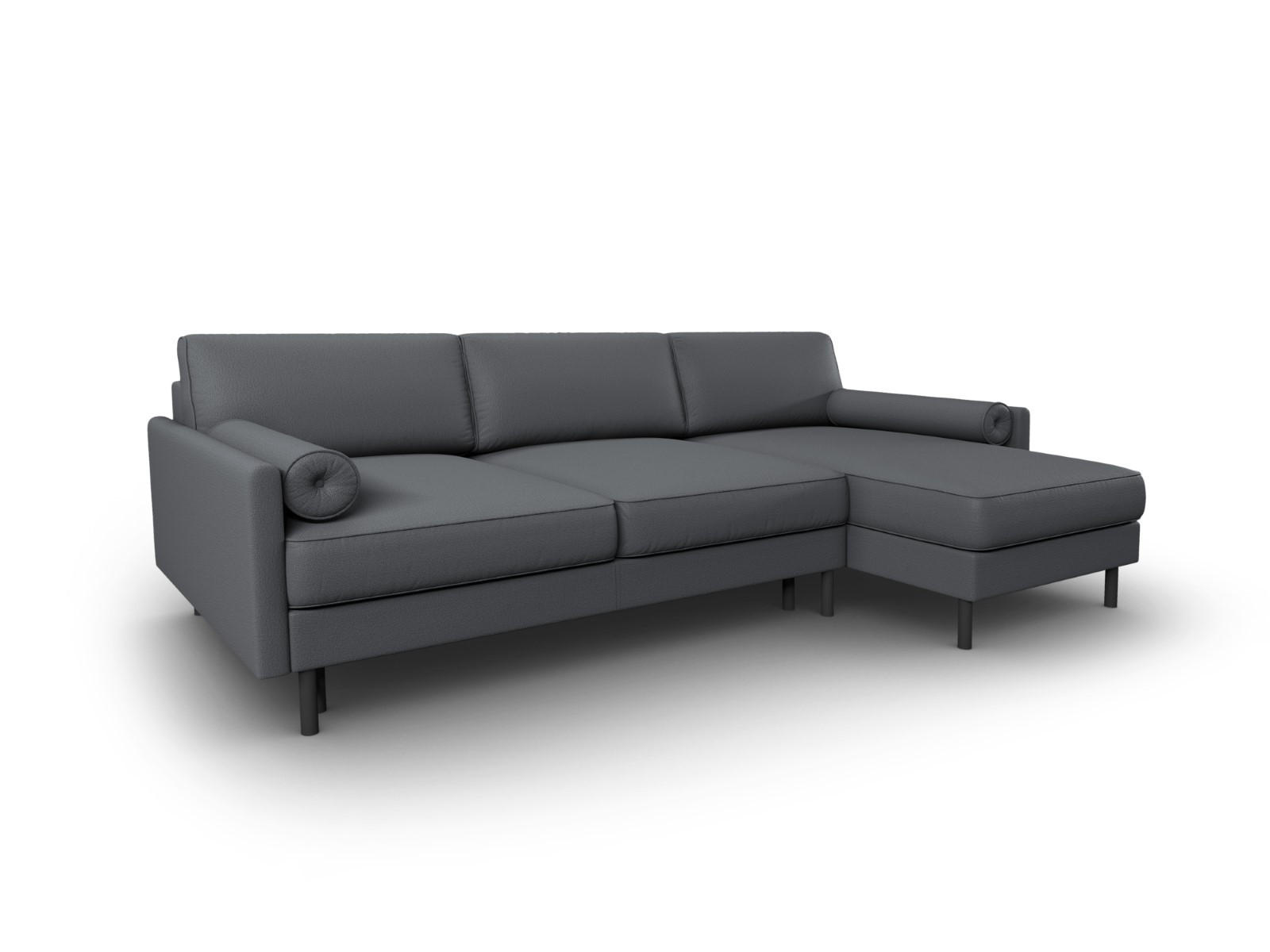 AUSKLAPPBARES-ECKSOFA rechts mit Container Scott aus strukturiertem Stoff dunkelgrau 5 Sitzplätze - Dunkelgrau, Textil (142/212cm) - Micadoni