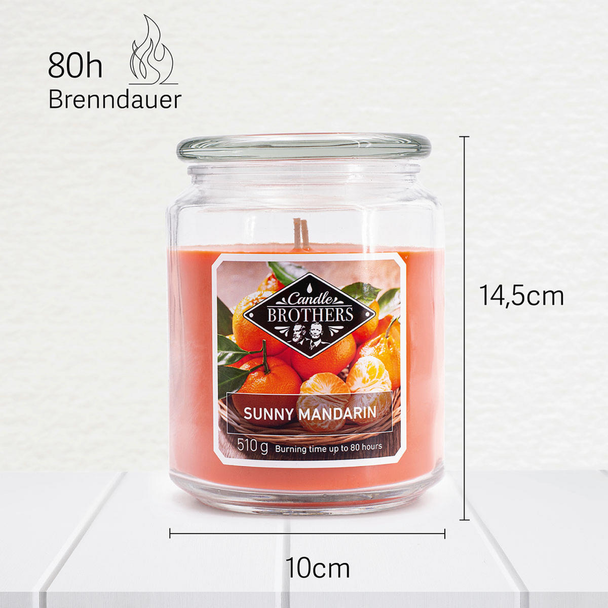 DUFTKERZE CandleBrothers - Orange, Naturmaterialien/Glas (13cm)