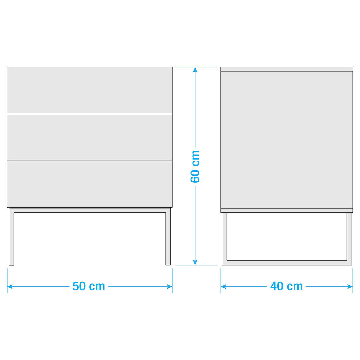 NACHTKOMMODE - Weiß Hochglanz, Holzwerkstoff (50/60/40cm) - home24
