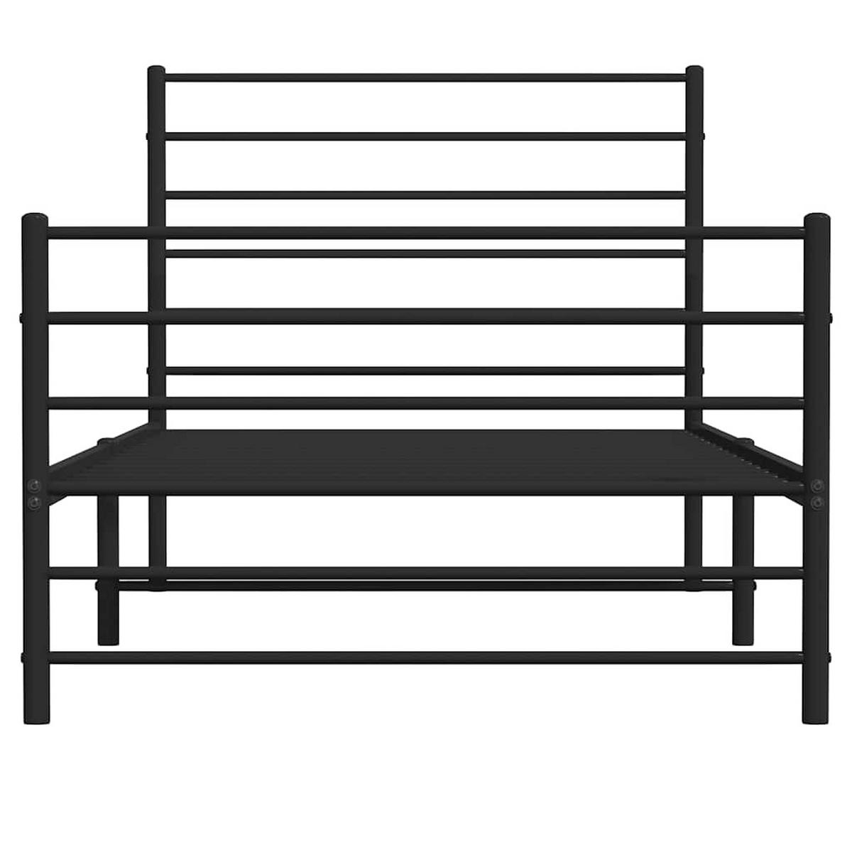 BETTGESTELL Mit Kopf- Und Fussteil Metall Schwarz 90/200 Cm - Schwarz, Metall (90/200cm) - vidaXL