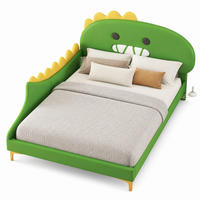 KINDERBETT 140/200 cm in Grün im Dinosaurier-Design - Grün, Leder/Holzwerkstoff (140/200cm) - CHICFURN