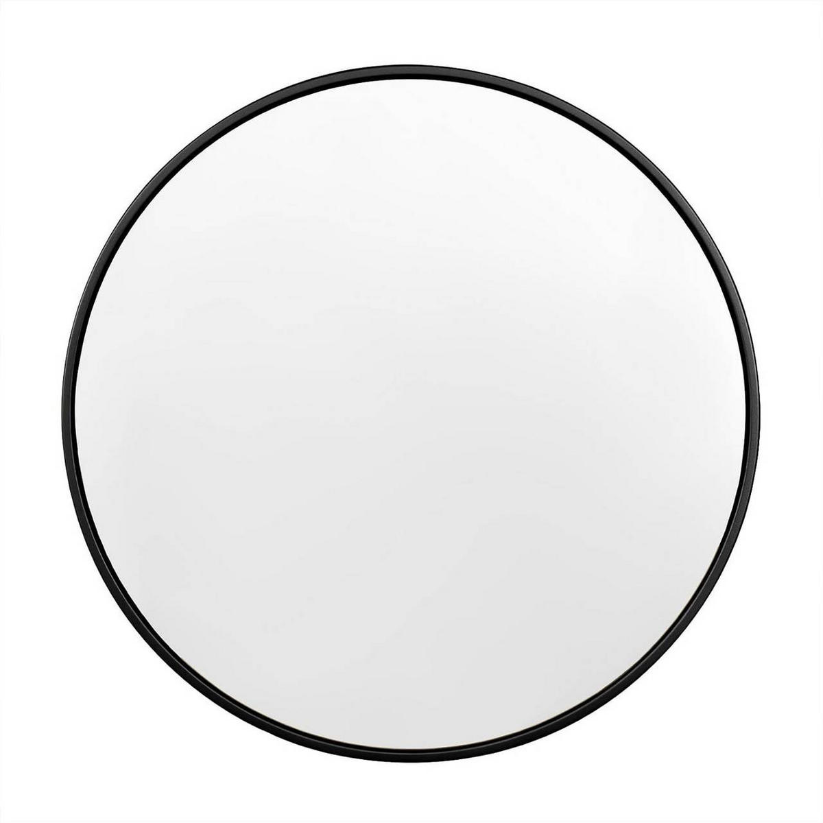 WANDSPIEGEL rund, φ 70cm, Schwarz - Schwarz, Glas/Holzwerkstoff (70/70/2cm) - Woltu