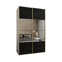 SCHWEBETÜRENSCHRANK 245,5/160/64 2-türig - Goldfarben/Schwarz, Holz/Metall (160/245/64cm) - Abiks Möbel