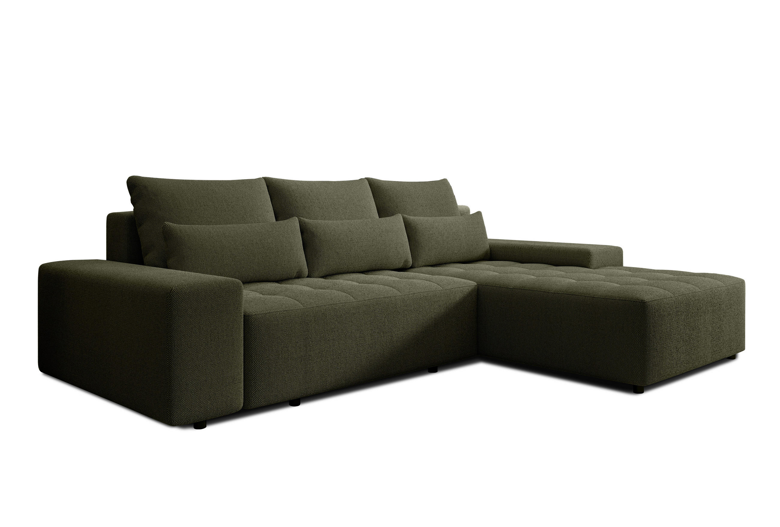ECKSOFA L Form Alvorada Dunkelgrün 280/184/88 cm – modernes Sofa fürs Wohnzimmer - Dunkelgrün/Schwarz, Kunststoff/Textil (280/184cm) - AX Living