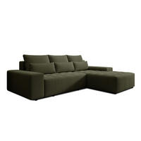 ECKSOFA L Form Alvorada Dunkelgrün 280/184/88 cm – modernes Sofa fürs Wohnzimmer - Dunkelgrün/Schwarz, Kunststoff/Textil (280/184cm) - AX Living