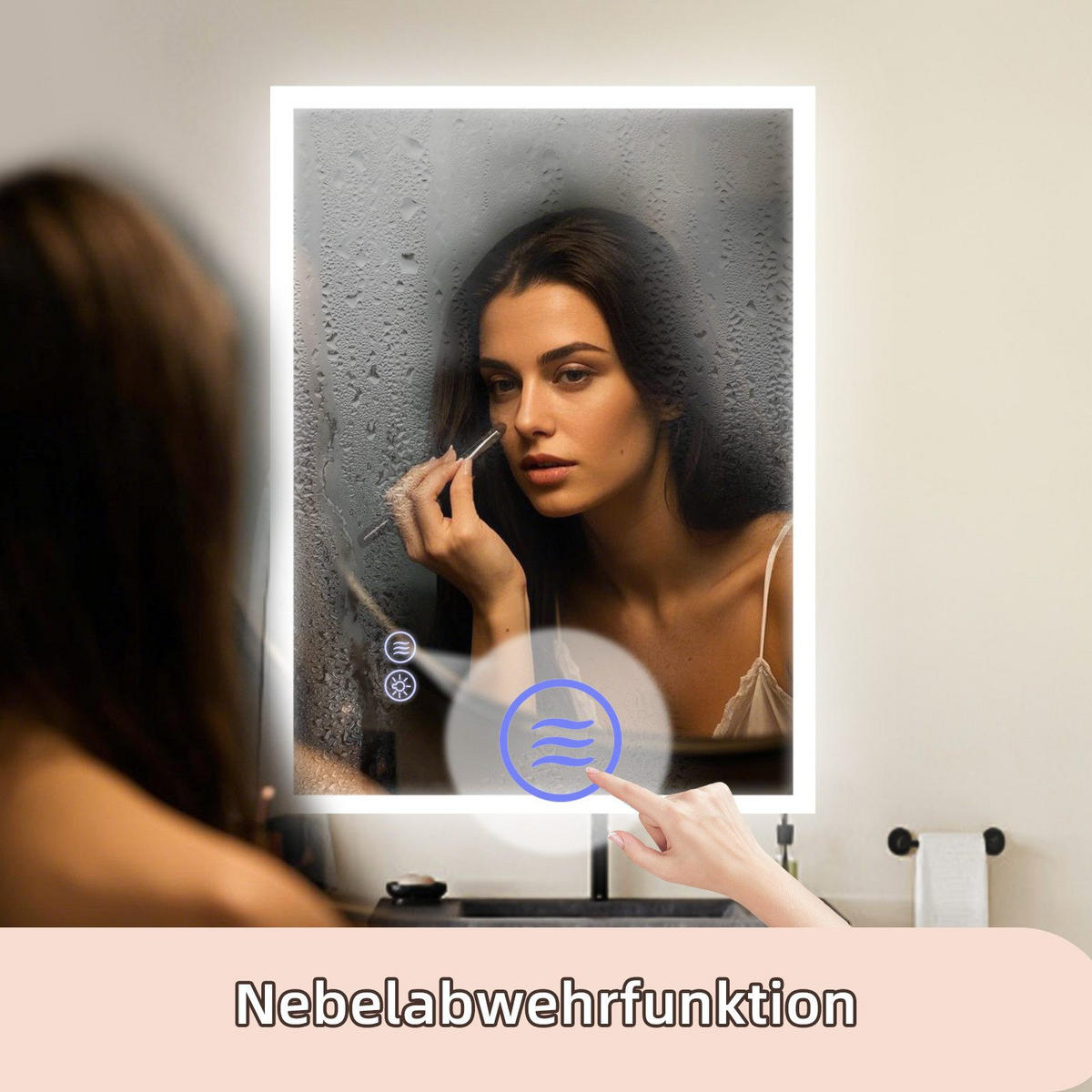 BADEZIMMERSPIEGEL Reddy mit LED-Leuchte 80/60 cm - Weiß, Glas (80/2.9/60cm) - Nettlife