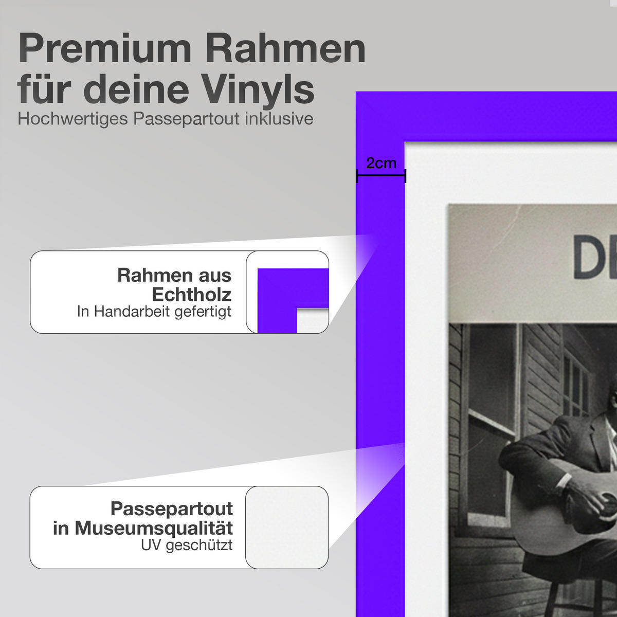 SCHALLPLATTEN RAHMEN 40/60 für Cover & Vinyl - Lila, Holz (60/40cm) - K-Möbel