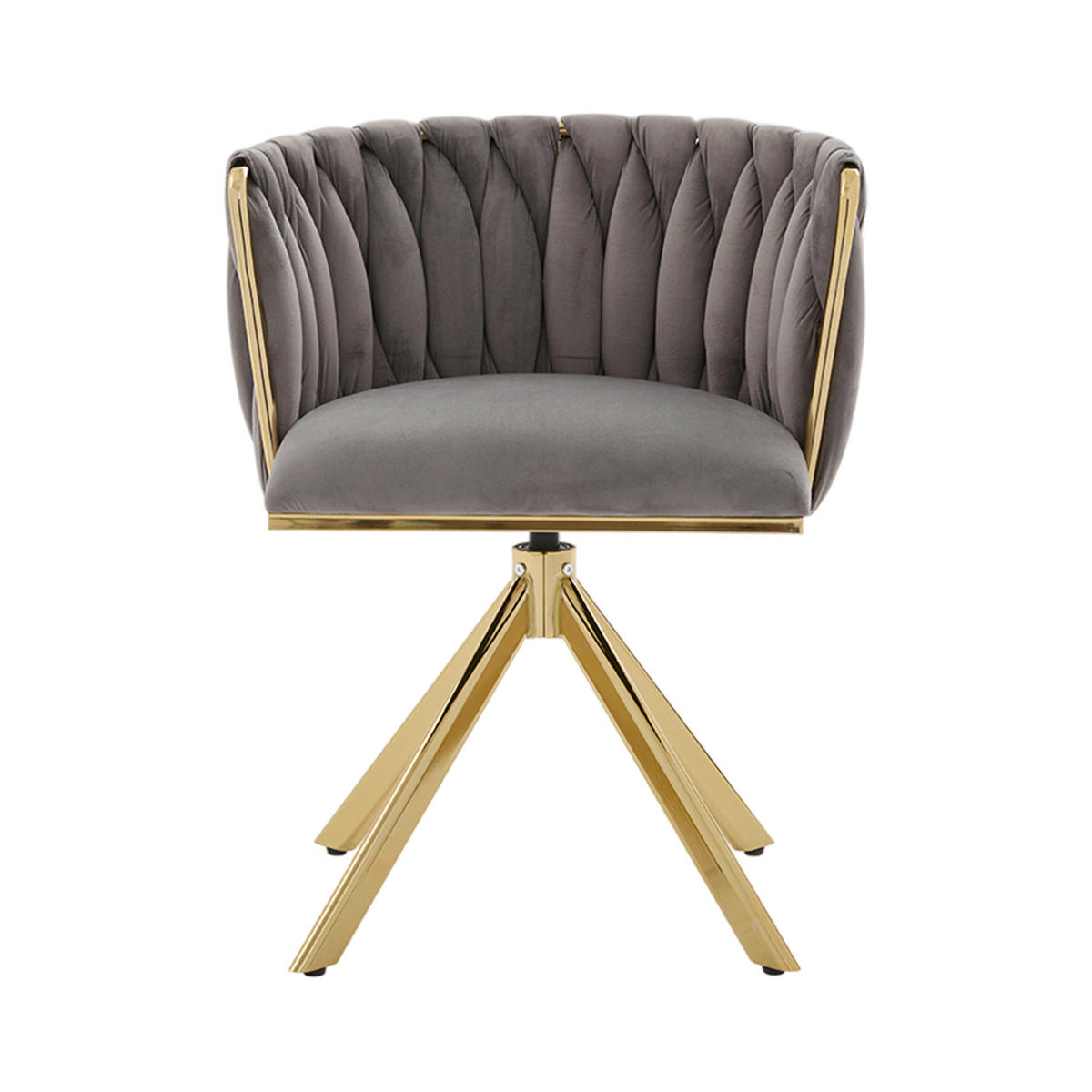 ARMLEHNSTUHL(SET à 2 Stück) mit Metallgestell - ergonomische Rückenlehne und 180° Schwenkfunktion - Dunkelgrau - Grau, Textil/Metall (50/70/56cm) - KOMHTOM