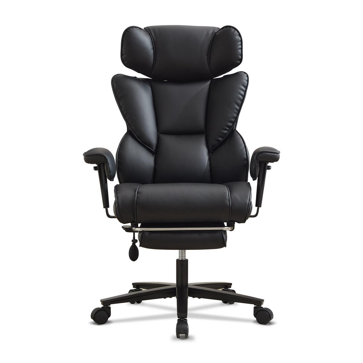 CHEFSESSEL DE-40949 mit Fußstütze und Lendenluftkissen Schwarz - Schwarz, Metall (56/121/52cm) - ComfortXL
