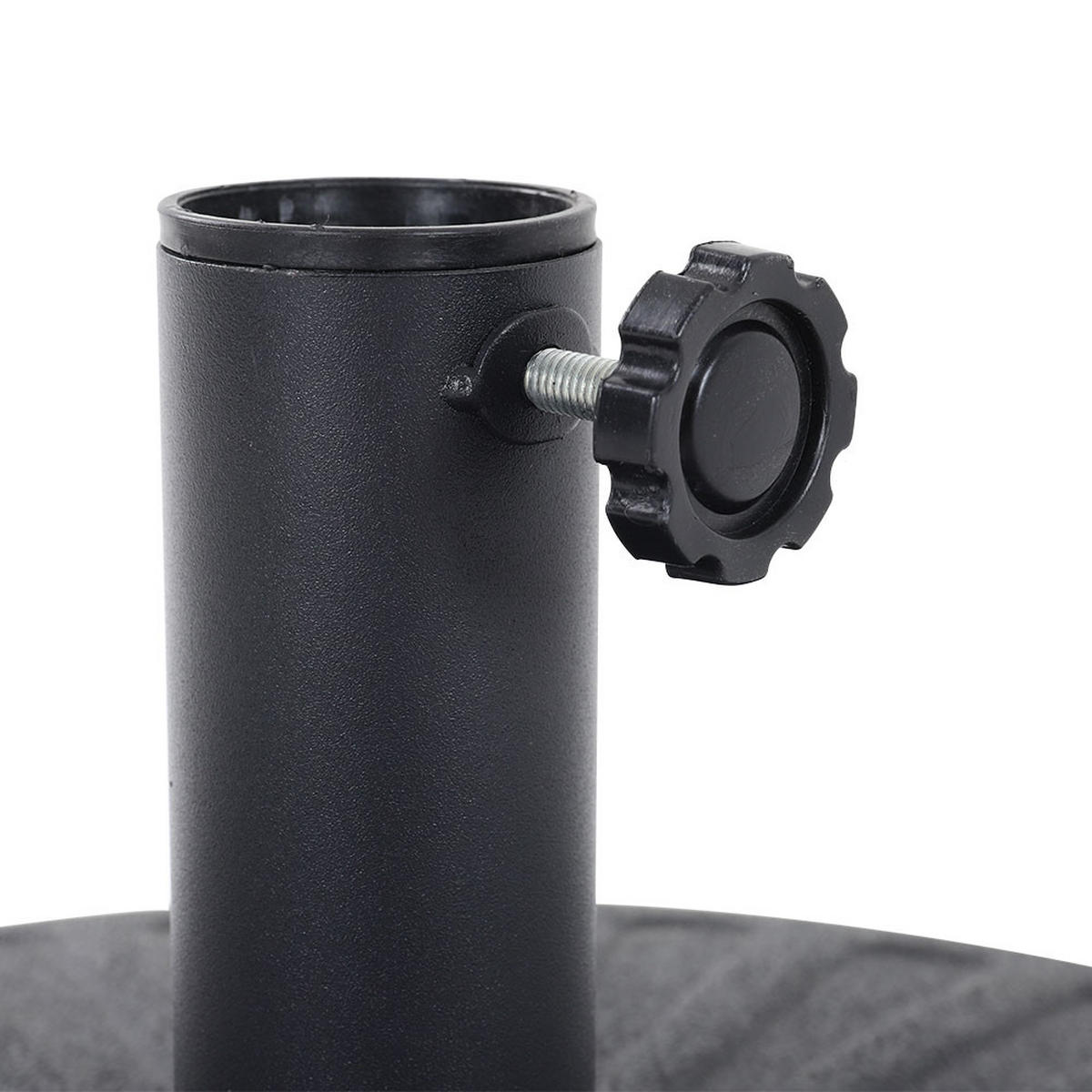SONNENSCHIRMSTÄNDER Sonnenschirmfuß aus PP in Schwarz mit dekorativem Muster round befüllbar wetterfest standfest Ø56 × 30 cm befüllt bis zu 28 kg - Schwarz, Kunststoff (56/30cm) - Livingandhome