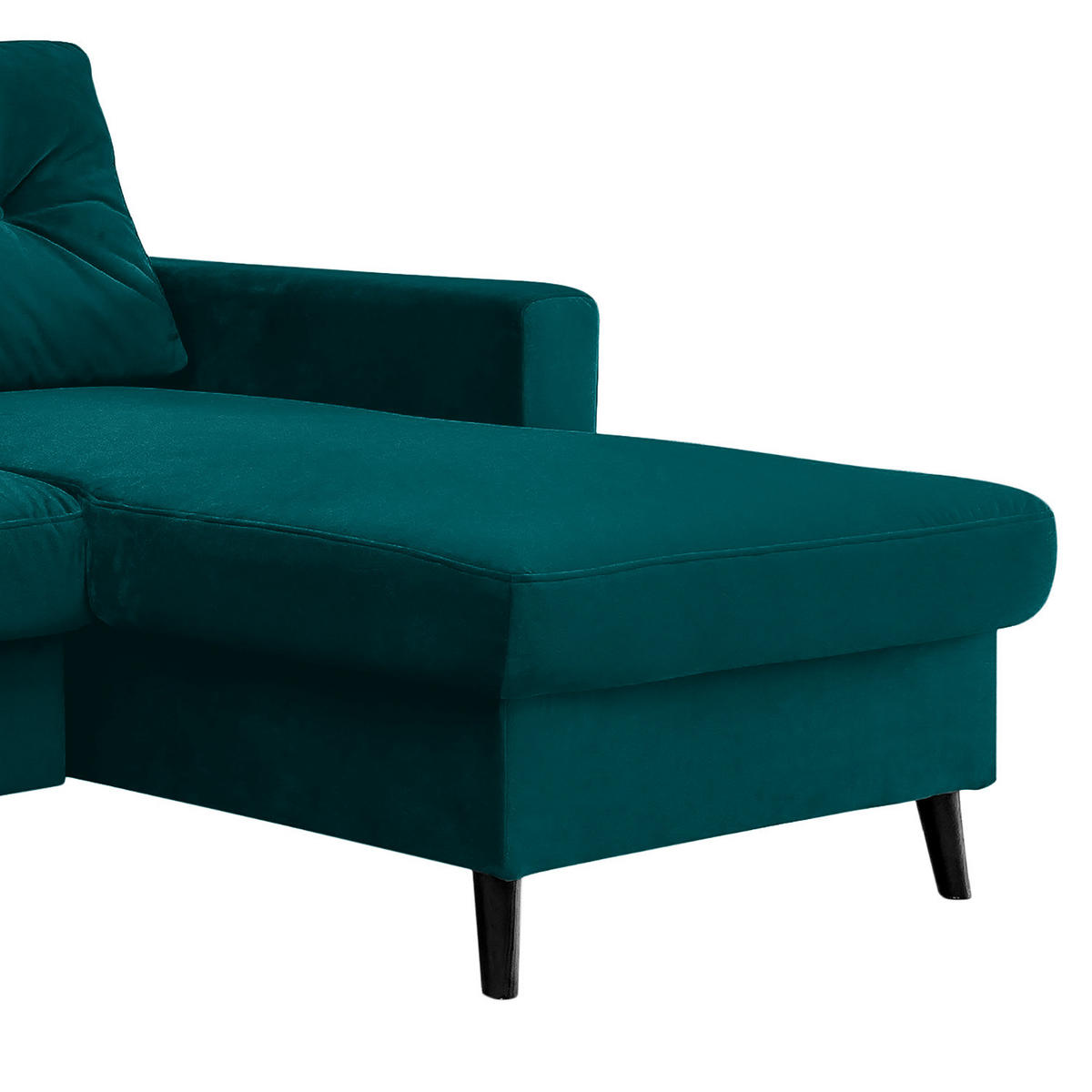 ECKSOFA mit Longchair - Petrol/Schwarz, Buchenholz/Textil (233/148cm) - home24